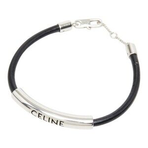 CELINE Black Leather Charm Bracelet
